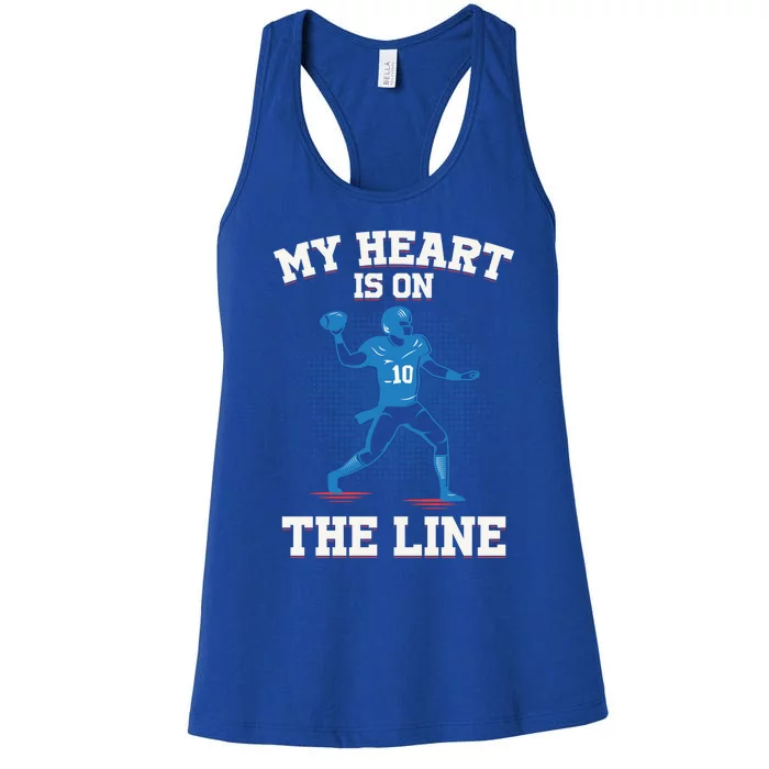 My Heart Is On The Line American Football Mom Gift Women's Racerback Tank