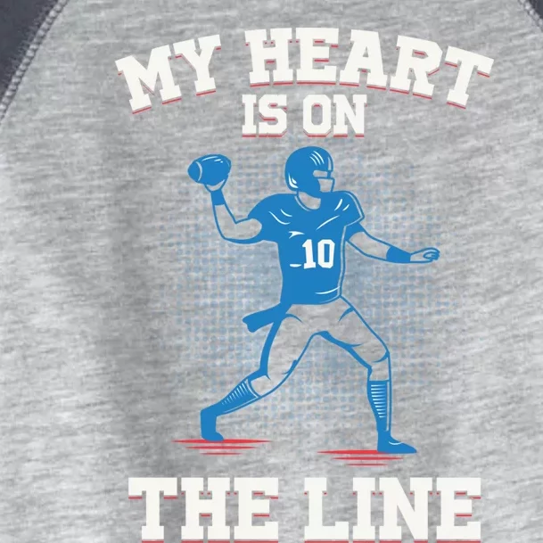 My Heart Is On The Line American Football Mom Gift Toddler Fine Jersey T-Shirt