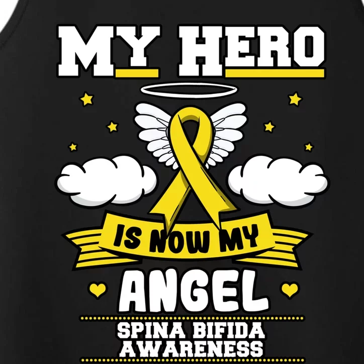 My Hero Is Now My Angel Spina Bifida Awareness Warrior Gift Performance Tank