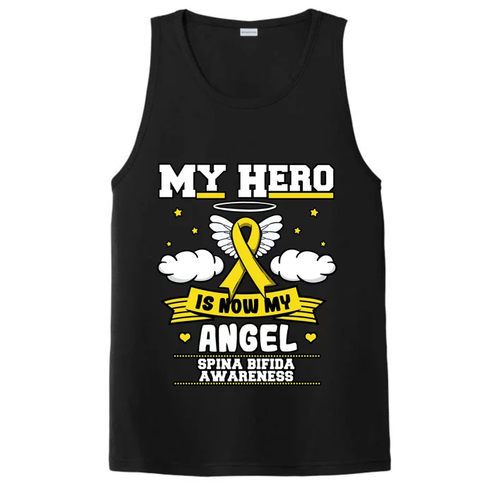 My Hero Is Now My Angel Spina Bifida Awareness Warrior Gift Performance Tank