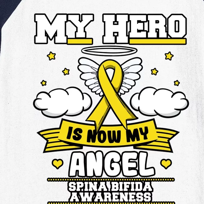 My Hero Is Now My Angel Spina Bifida Awareness Warrior Gift Baseball Sleeve Shirt