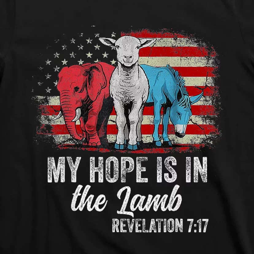 My Hope Is In The Lamb Scripture Elephant Donkey Us Flag T-Shirt