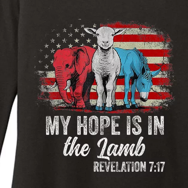 My Hope Is In The Lamb Scripture Elephant Donkey Us Flag Womens CVC Long Sleeve Shirt