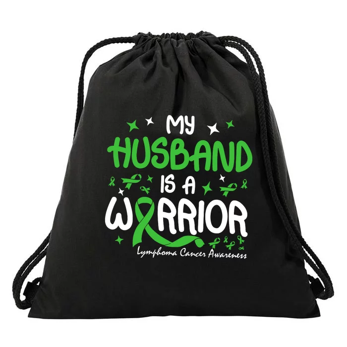 My Husband Is A Warrior Lymphoma Cancer Drawstring Bag