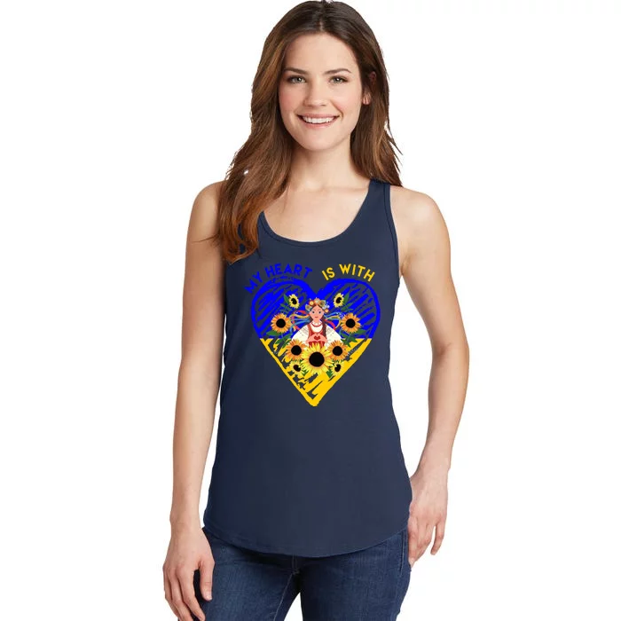 My Heart Is With Ukraine Sunflower Ladies Essential Tank