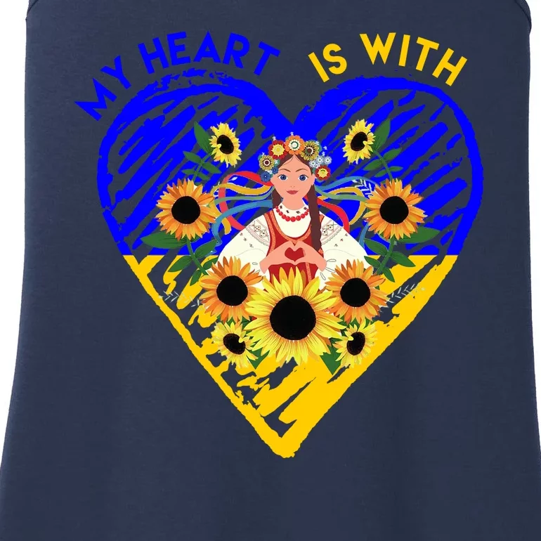 My Heart Is With Ukraine Sunflower Ladies Essential Tank