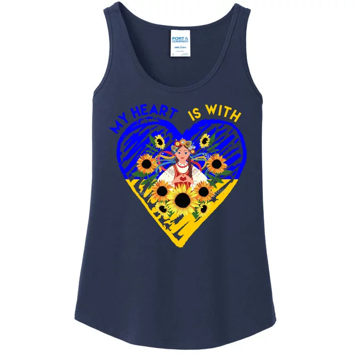 My Heart Is With Ukraine Sunflower Ladies Essential Tank