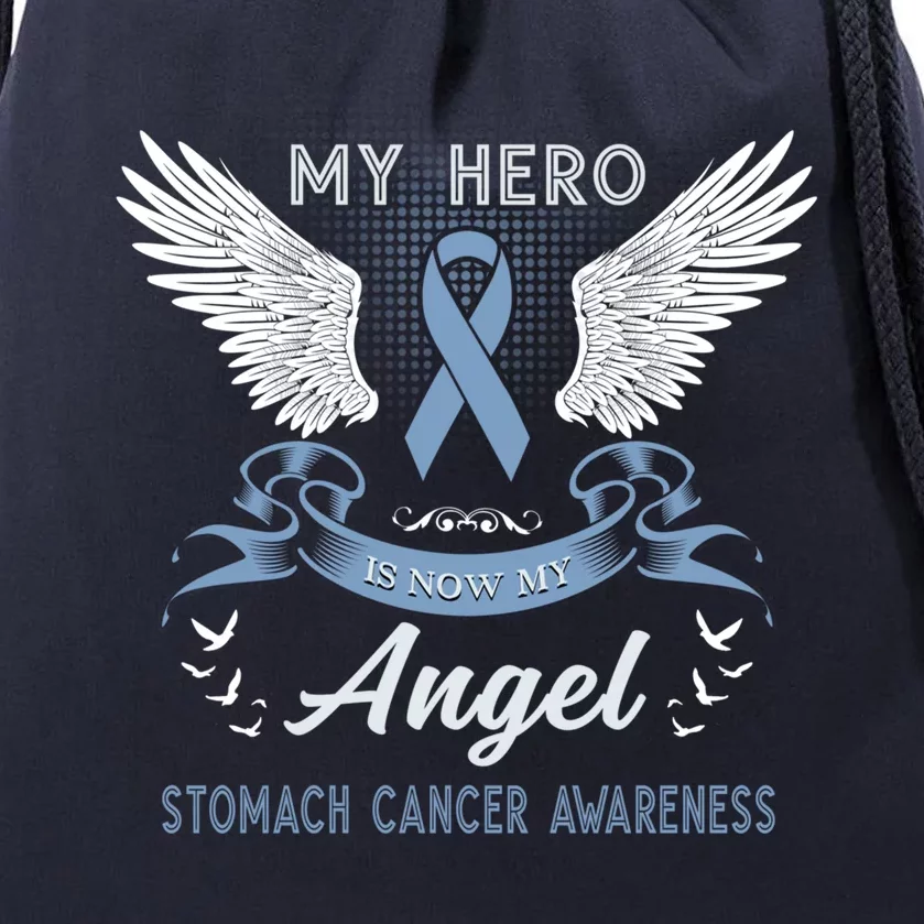 My Hero Is Now My Angel Stomach Cancer Awareness Month Funny Gift Drawstring Bag