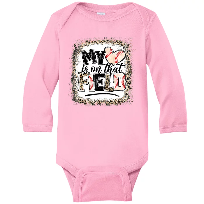 My Heart Is On That Field Baseball Baby Long Sleeve Bodysuit