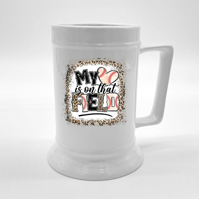 My Heart Is On That Field Baseball Front & Back Beer Stein