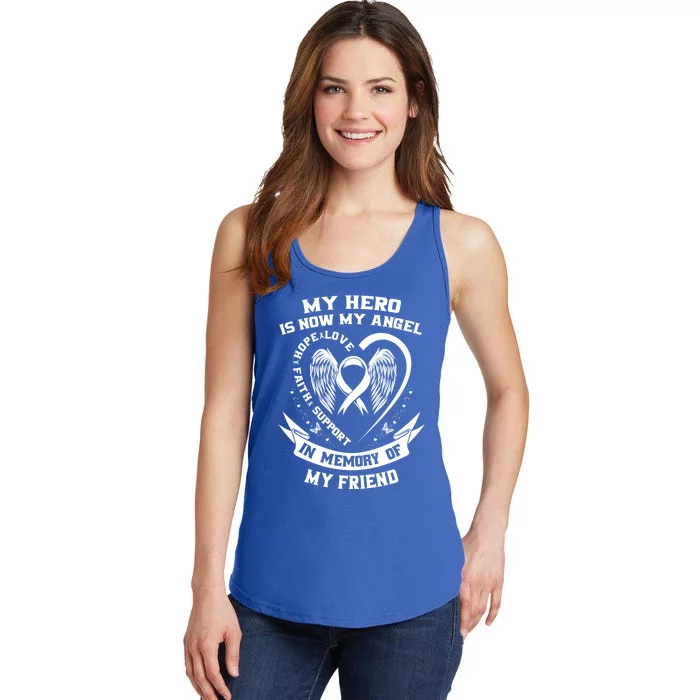 My Hero Is Now My Angel Lung Cancer Awareness Friend Funny Gift Ladies Essential Tank