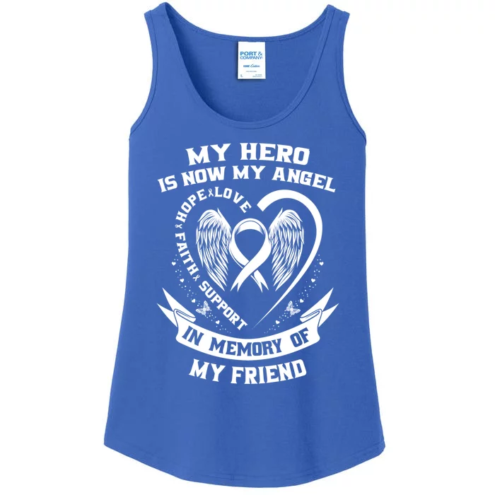 My Hero Is Now My Angel Lung Cancer Awareness Friend Funny Gift Ladies Essential Tank