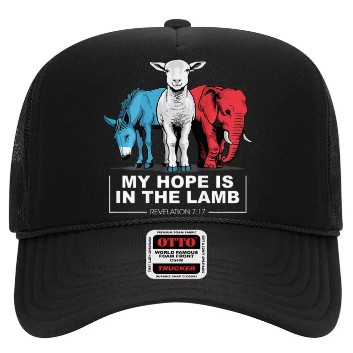 My Hope Is In The Lamb High Crown Mesh Trucker Hat