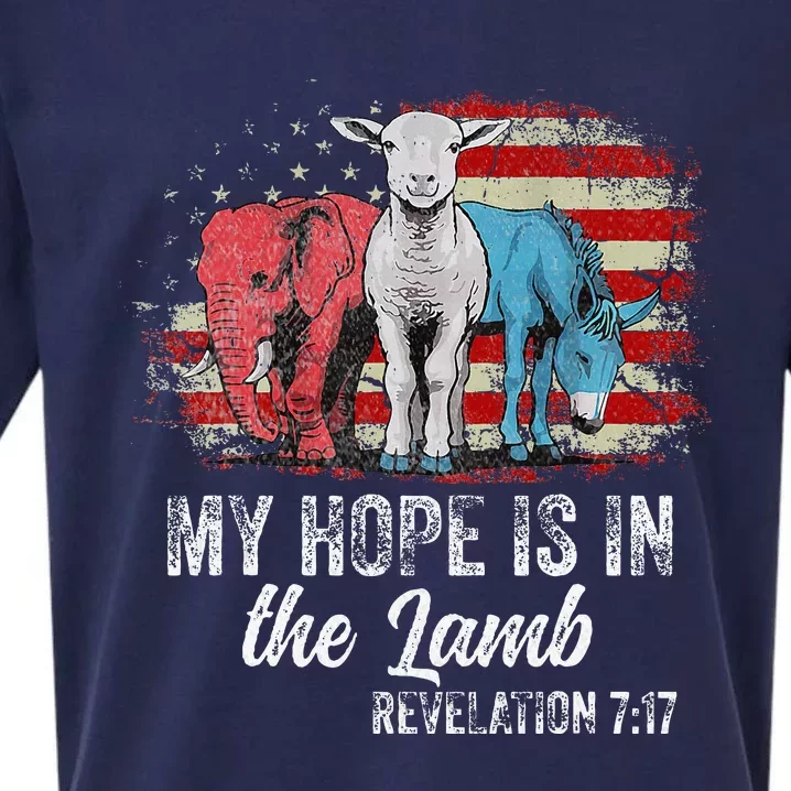 My Hope Is In The Lamb Funny Scripture Elephant Donkey Us Sueded Cloud Jersey T-Shirt