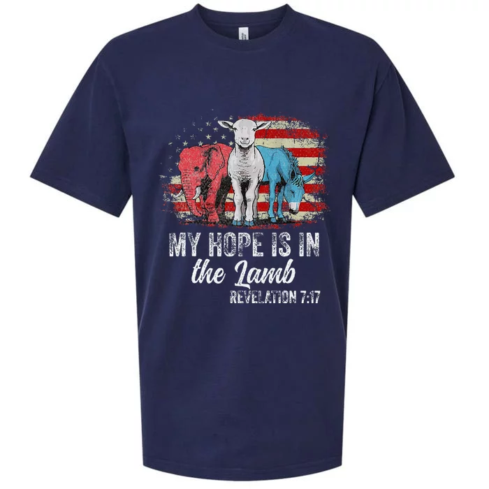 My Hope Is In The Lamb Funny Scripture Elephant Donkey Us Sueded Cloud Jersey T-Shirt