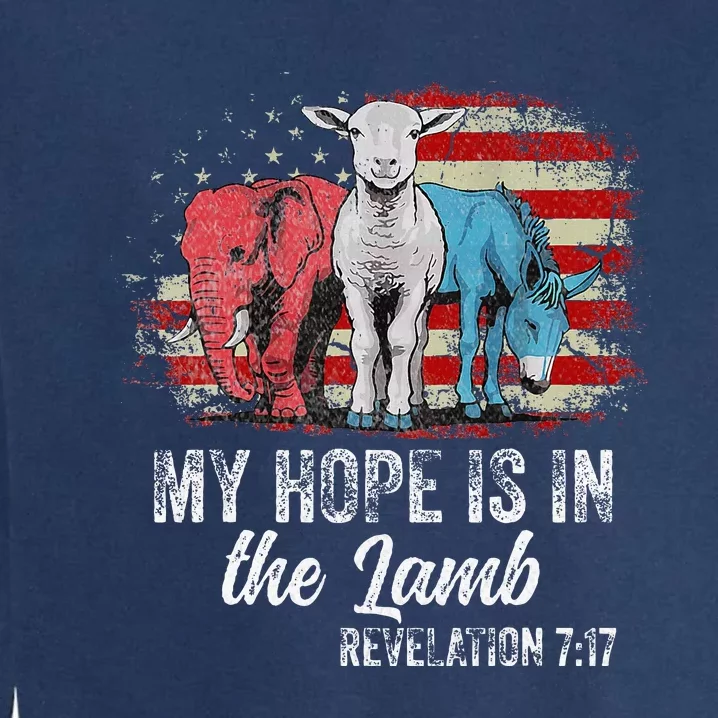 My Hope Is In The Lamb Funny Scripture Elephant Donkey Us Garment-Dyed Sweatshirt