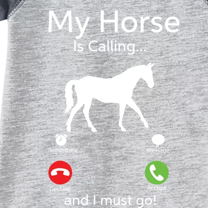 My Horse Is Calling And I Must Go Shirts Apparel Ruffle Infant Baby Jersey Bodysuit