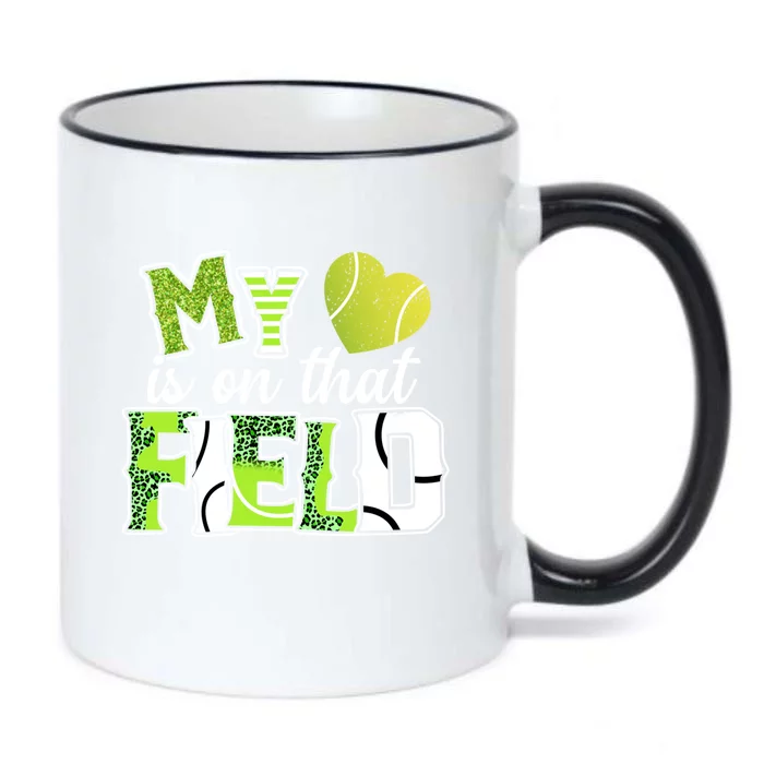 My Heart Is On That Field Tennis Leopard Tennis Mom Gift Black Color Changing Mug