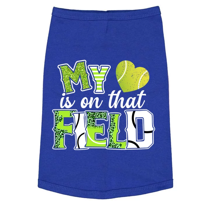 My Heart Is On That Field Tennis Leopard Tennis Mom Gift Doggie Tank