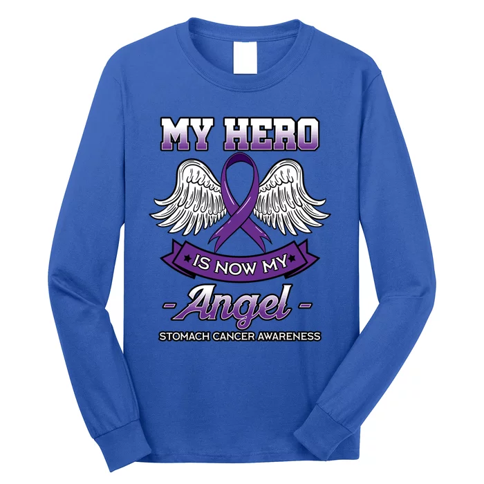 My Hero Is Now My Angel Stomach Cancer Periwinkle Blue Cloud Cool Gift Long Sleeve Shirt