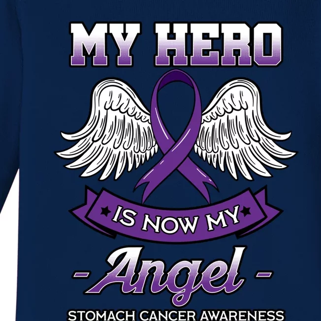 My Hero Is Now My Angel Stomach Cancer Periwinkle Blue Cloud Cool Gift Baby Long Sleeve Bodysuit