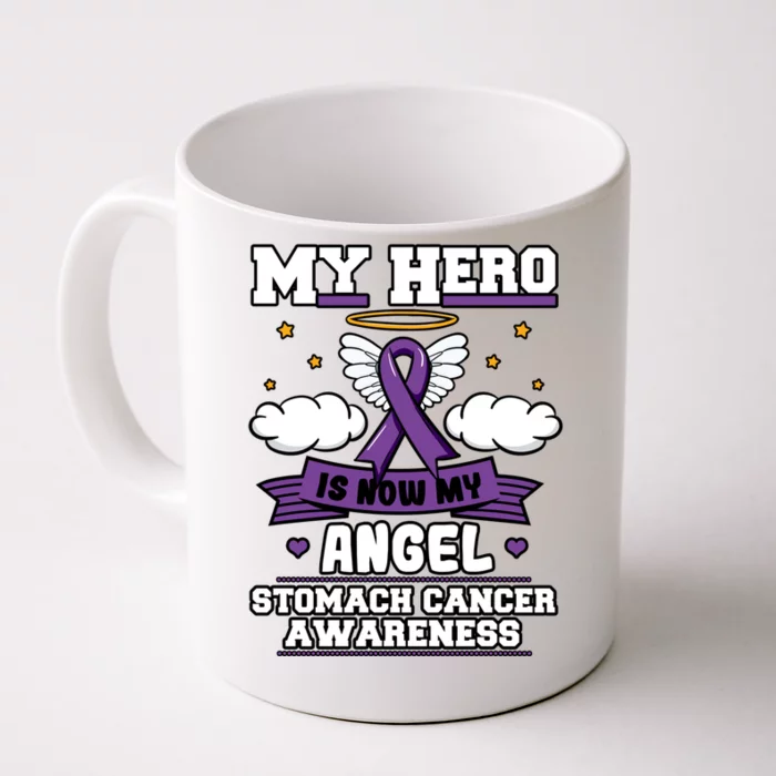 My Hero Is Now My Angel Stomach Cancer Periwinkle Blue Gift Front & Back Coffee Mug