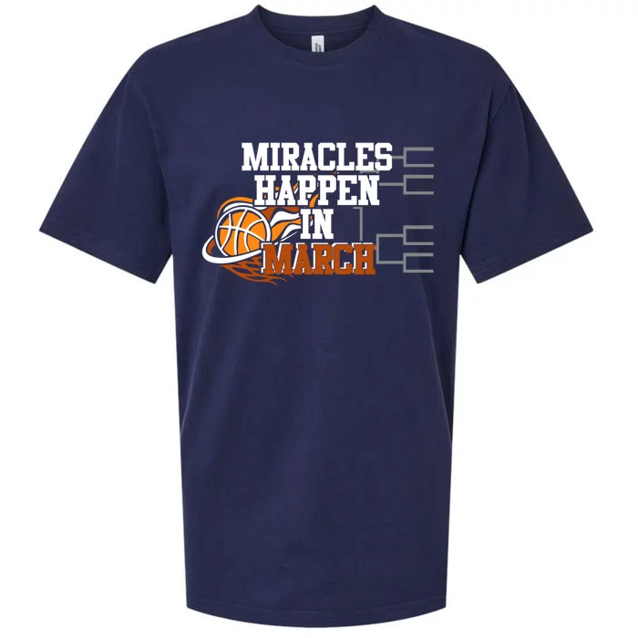 Miracles Happen In March Basketball Madness Brackets Gift Sueded Cloud Jersey T-Shirt