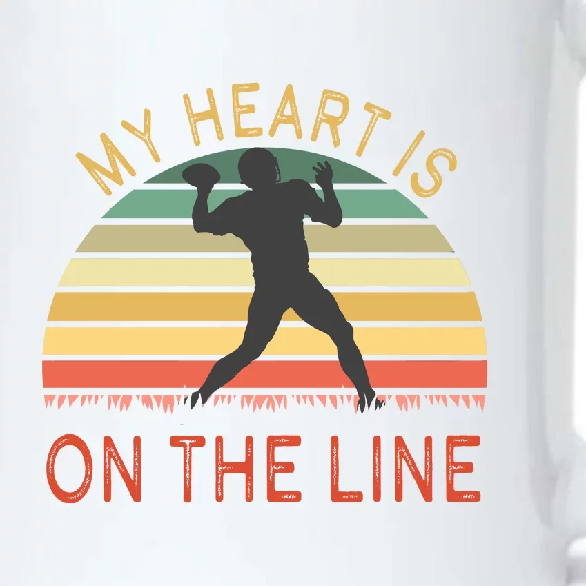 My Heart Is On The Line Football Offense Retro Design Black Color Changing Mug