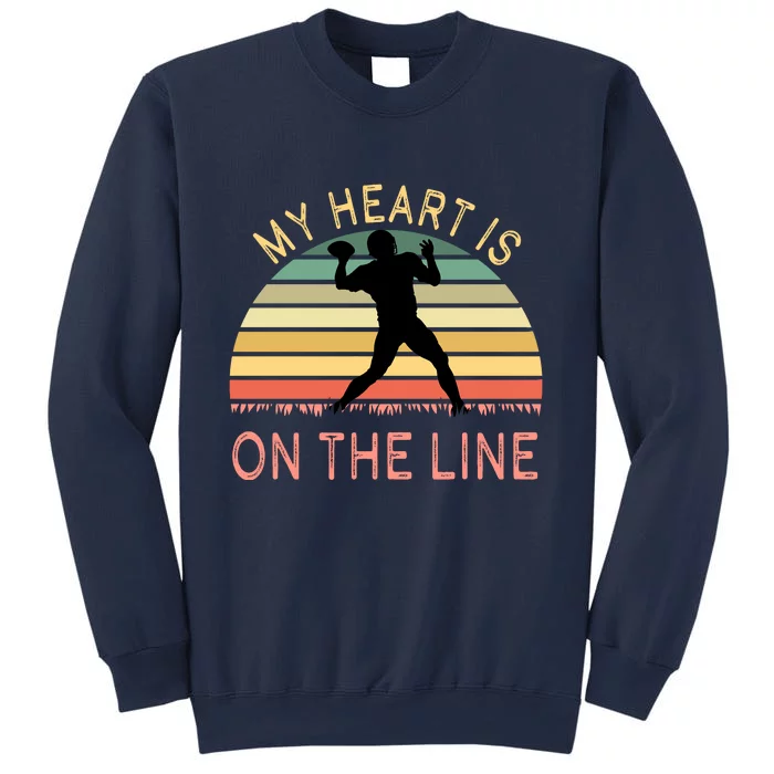 My Heart Is On The Line Football Offense Retro Design Sweatshirt