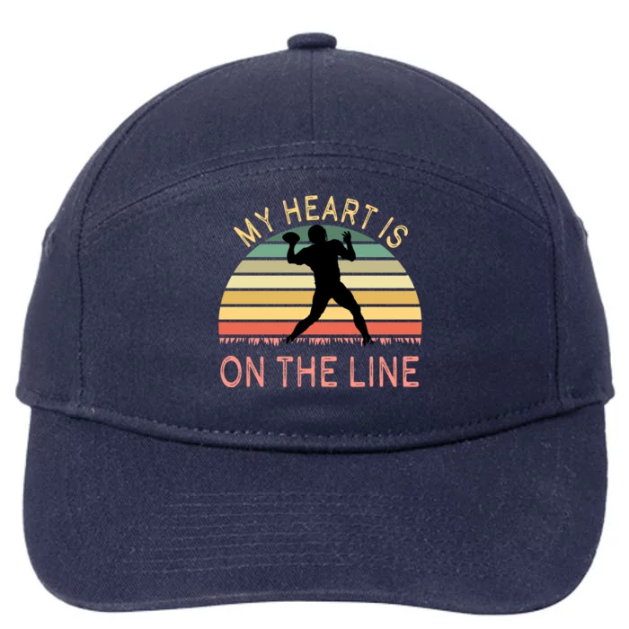 My Heart Is On The Line Football Offense Retro Design 7-Panel Snapback Hat