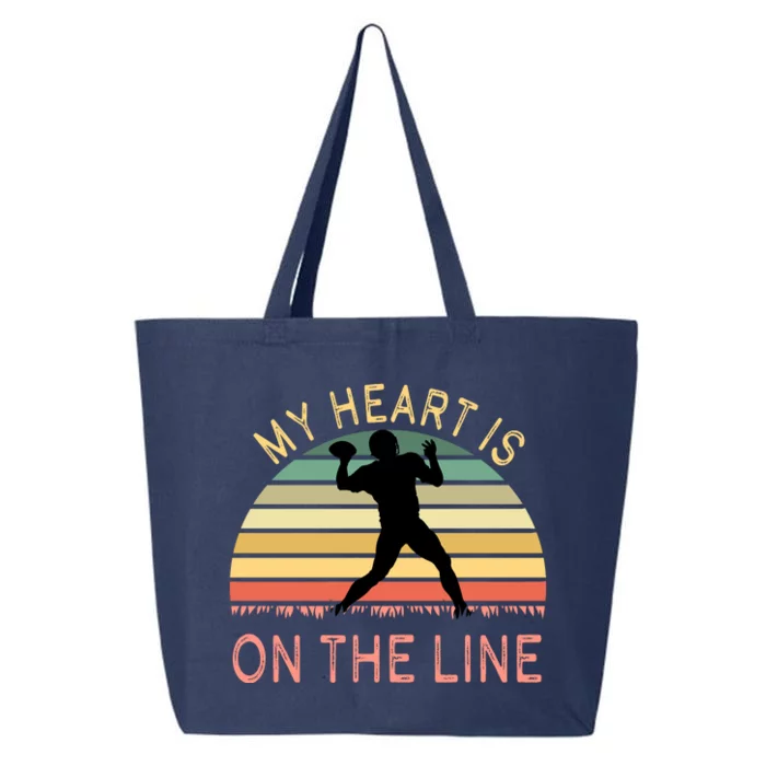 My Heart Is On The Line Football Offense Retro Design 25L Jumbo Tote