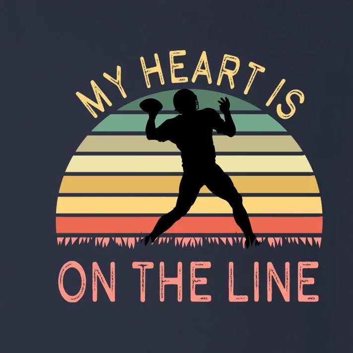 My Heart Is On The Line Football Offense Retro Design Toddler Long Sleeve Shirt