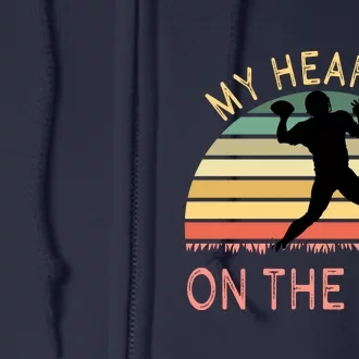 My Heart Is On The Line Football Offense Retro Design Full Zip Hoodie