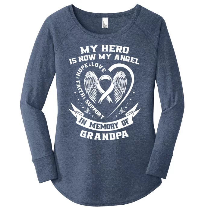 My Hero Is Now My Angel Lung Cancer Awareness Grandpa Funny Gift Funny Gift Women's Perfect Tri Tunic Long Sleeve Shirt