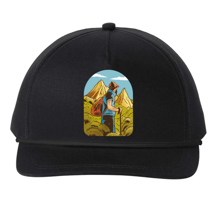 Man Hiking In The Mountains Snapback Five-Panel Rope Hat