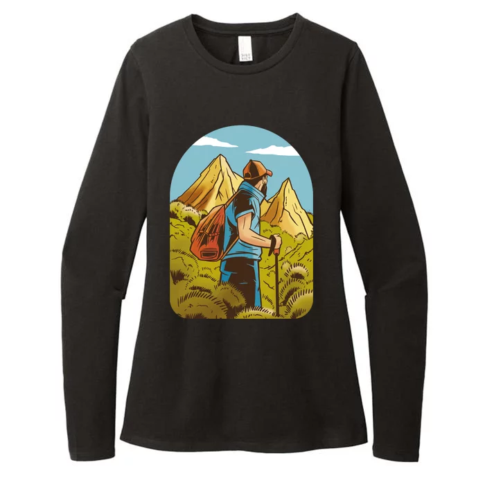 Man Hiking In The Mountains Womens CVC Long Sleeve Shirt