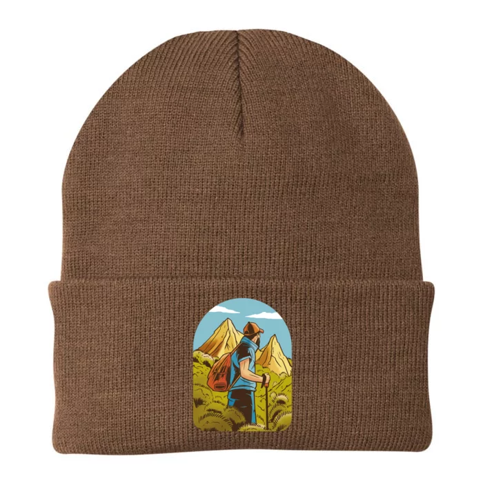 Man Hiking In The Mountains Knit Cap Winter Beanie