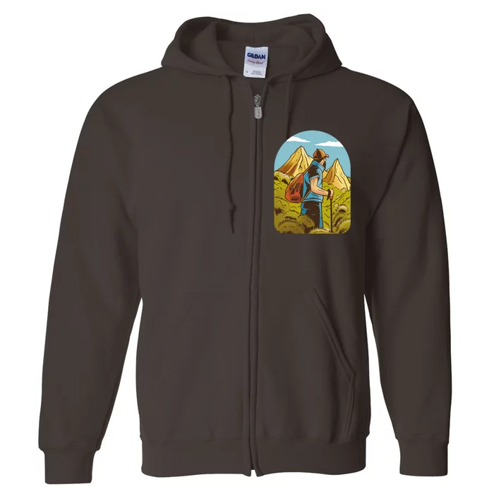 Man Hiking In The Mountains Full Zip Hoodie