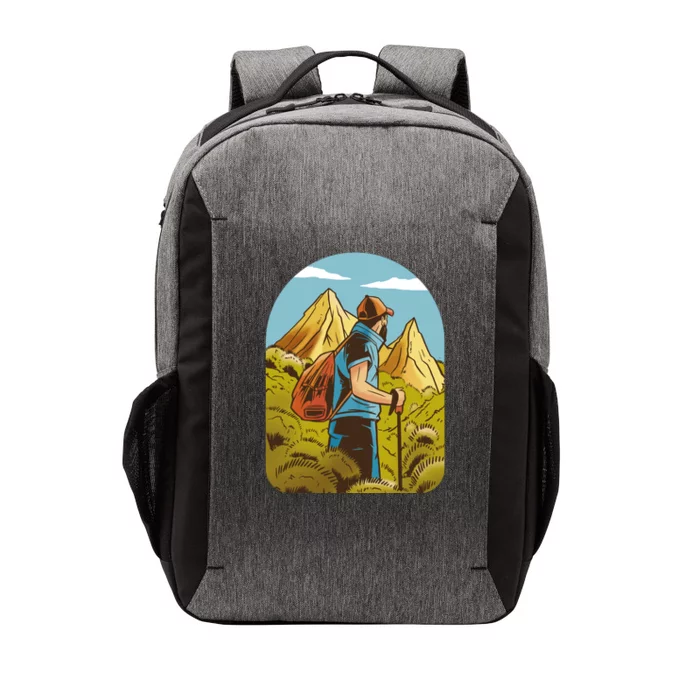 Man Hiking In The Mountains Vector Backpack