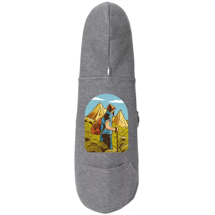 Man Hiking In The Mountains Doggie 3-End Fleece Hoodie