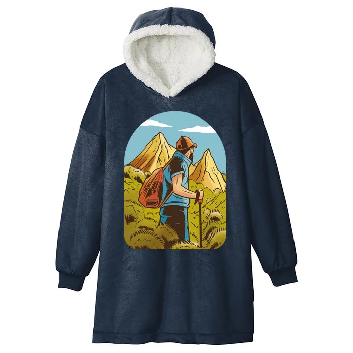 Man Hiking In The Mountains Hooded Wearable Blanket