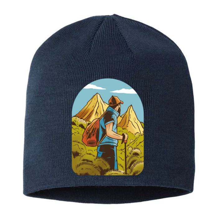 Man Hiking In The Mountains 8 1/2in Sustainable Knit Beanie