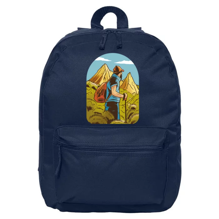 Man Hiking In The Mountains 16 in Basic Backpack