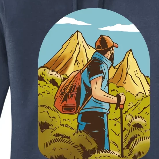 Man Hiking In The Mountains Women's Pullover Hoodie