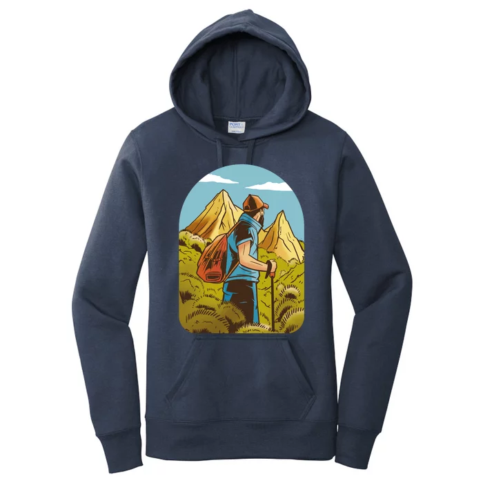 Man Hiking In The Mountains Women's Pullover Hoodie