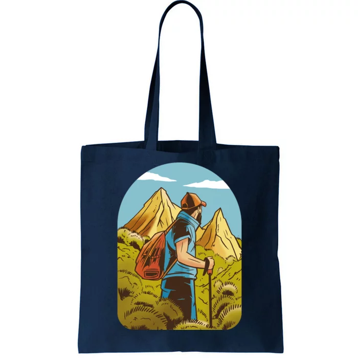 Man Hiking In The Mountains Tote Bag