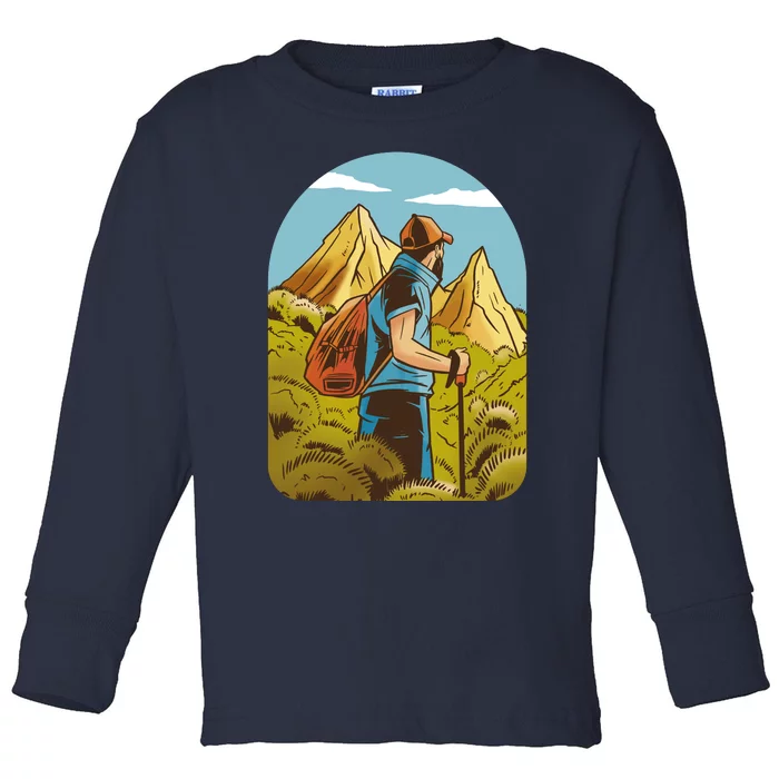 Man Hiking In The Mountains Toddler Long Sleeve Shirt