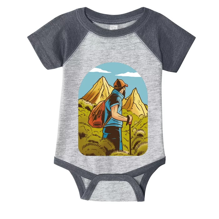 Man Hiking In The Mountains Infant Baby Jersey Bodysuit