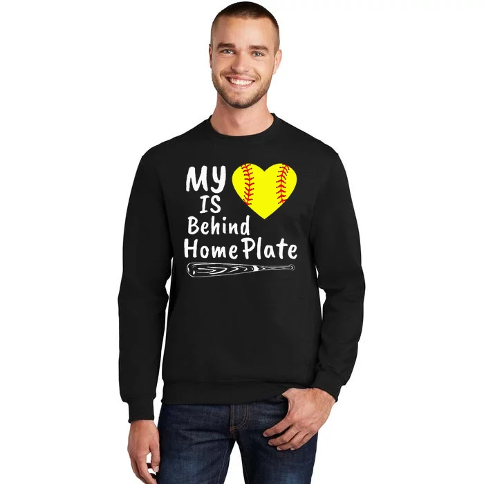 My Heart Is Behind Home Plate Softball Proud Mom Dad Sweatshirt