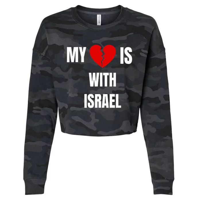 My Heart is With Israel I Stand With Israel Cropped Pullover Crew